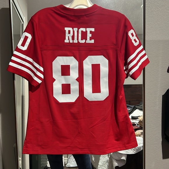 Women's 49ers Jerry Rice Mitchell & Ness Scarlet 1990 Legacy Replica Jersey - Picture 4 of 4